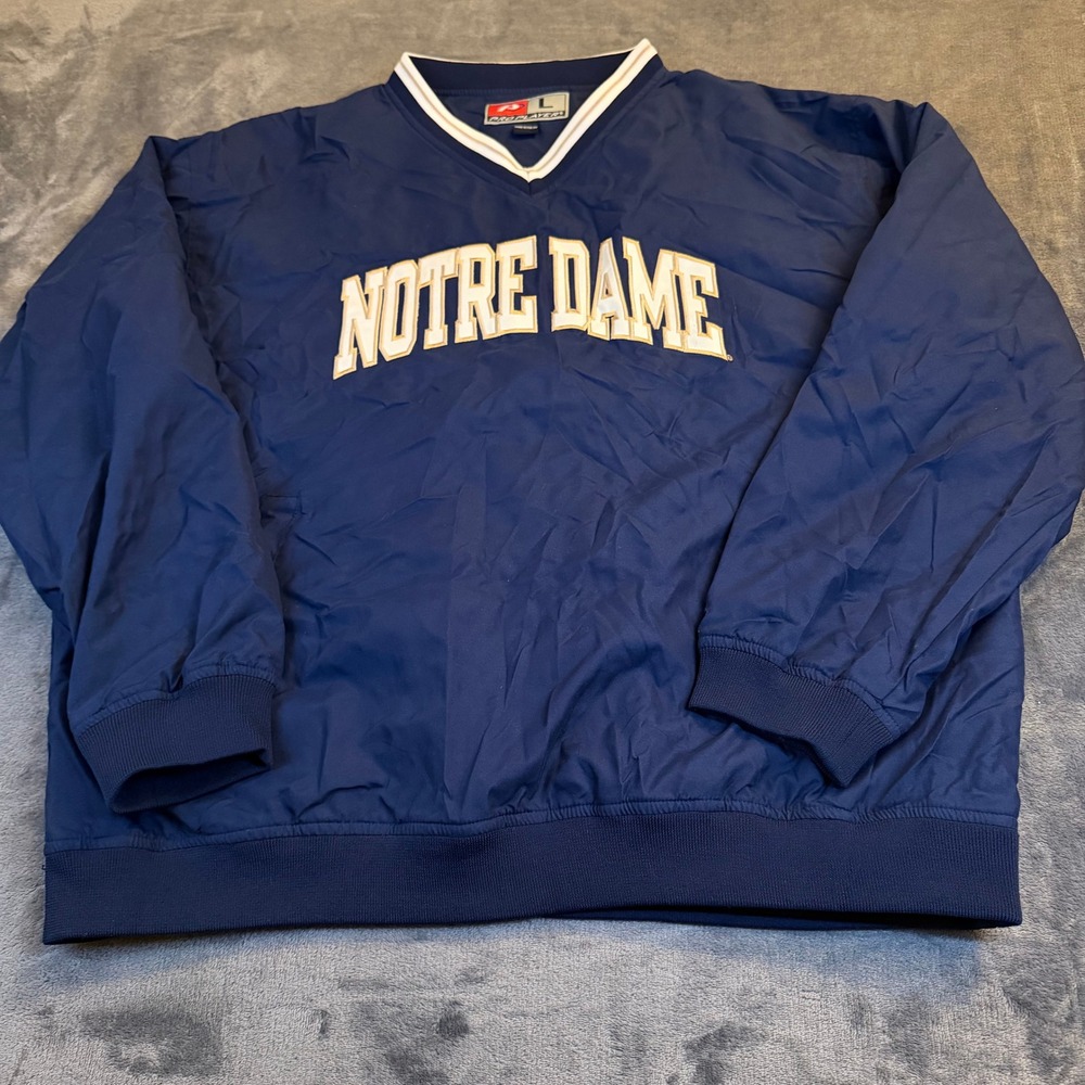 Pro Player Notre Dame Fighting Irish Pullover Windbreaker Jacket Navy Mens Large